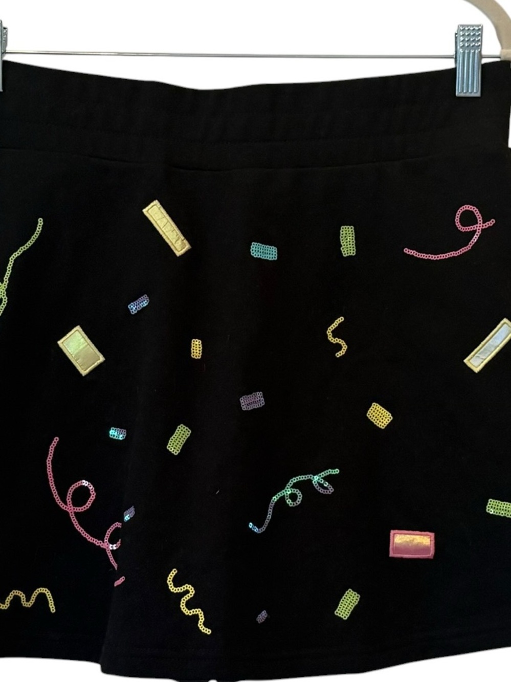 New Brianna Cannon Black Colorful Celebration Skirt/Skort Large $110 - Picture 8 of 13